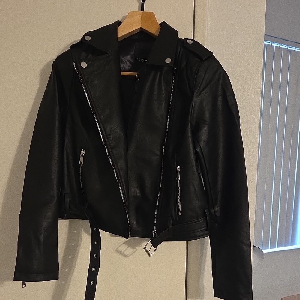 Fashion Nova Black Leather Biker Jacket